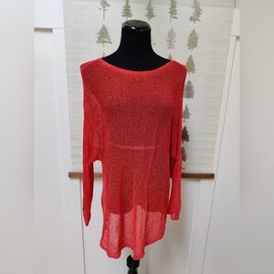 Eileen Fisher Coral Open Knit Lightweight Sweater – Size S/P